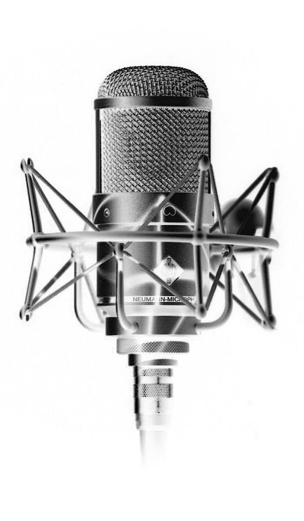 Black and white 1950's style microphone